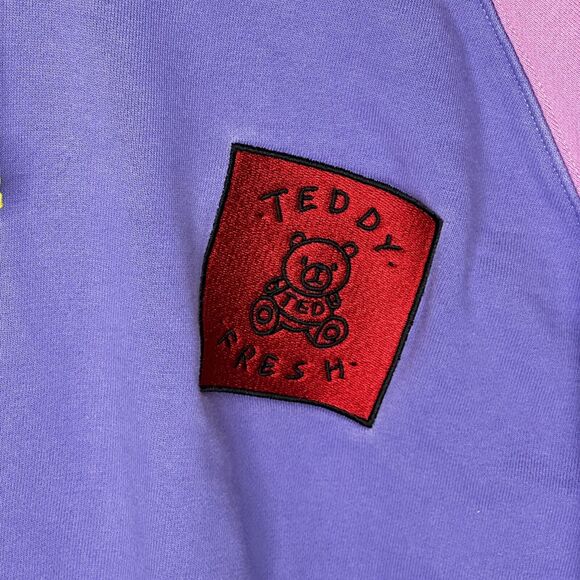 Teddy Fresh Womens Hoodie Pullover Sweatshirt Pastel Color Block Large XL Gen Z - Picture 6 of 14